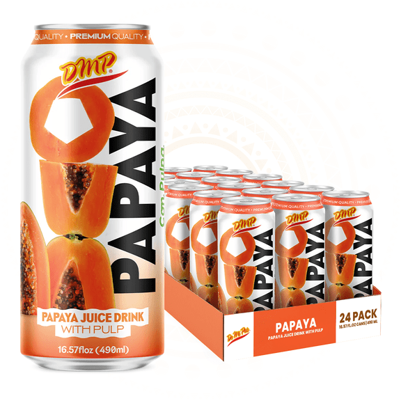 De Mi Pais Papaya Juice with Pulp & Fruit Chunks,Canned Juice 16.57 Fl Oz, 24-Pack