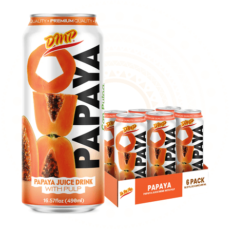 De Mi Pais Papaya Juice with Pulp & Fruit Chunks,Canned Juice 16.57 Fl Oz, 6-Pack
