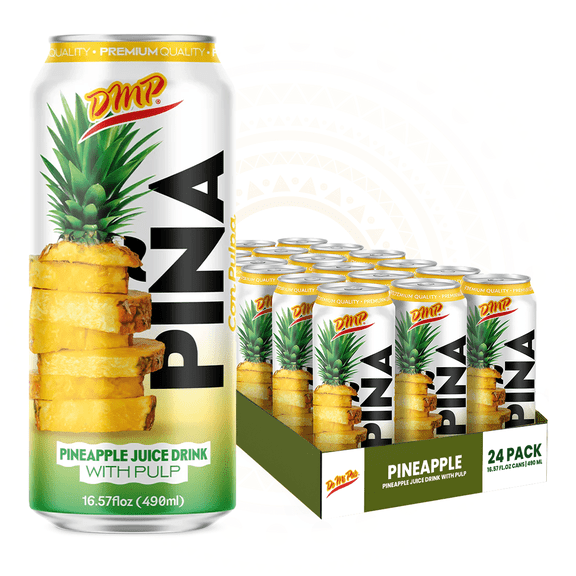 De Mi Pais Pineapple Juice with Pulp & Fruit Chunks,Canned Juice 16.57 Fl Oz, 24-Pack