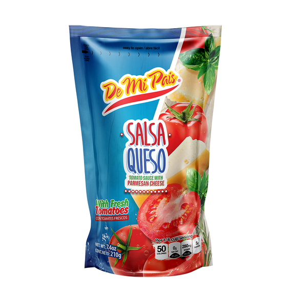 De Mi Pais Salsa Queso con Tomates Frescos 7.4oz / Cheese Style Tomato Sauce with Fresh Tomatoes 7.4oz 24-PACK