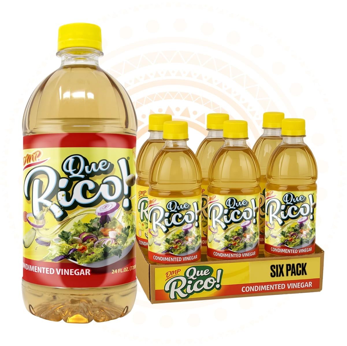 De Mi Pais Seasoned White Vinegar Que Rico!-Pantry Staple for Salads, Dressings, 24 Fl Oz, 6-Pack