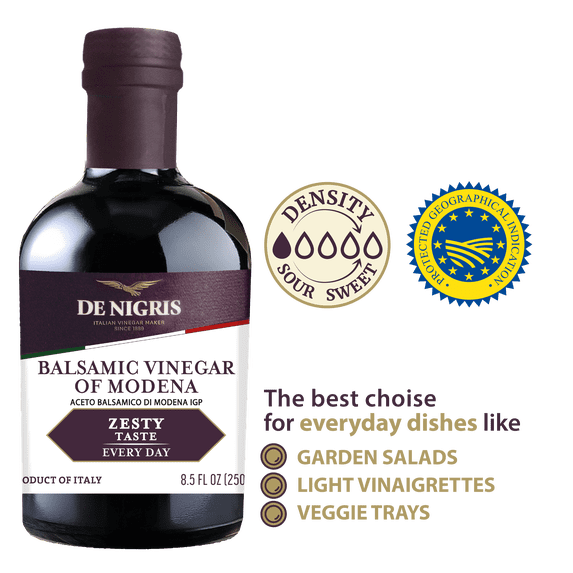 De Nigris Zesty Flavor Balsamic Vinegar of Modena PGI, 8.5 oz