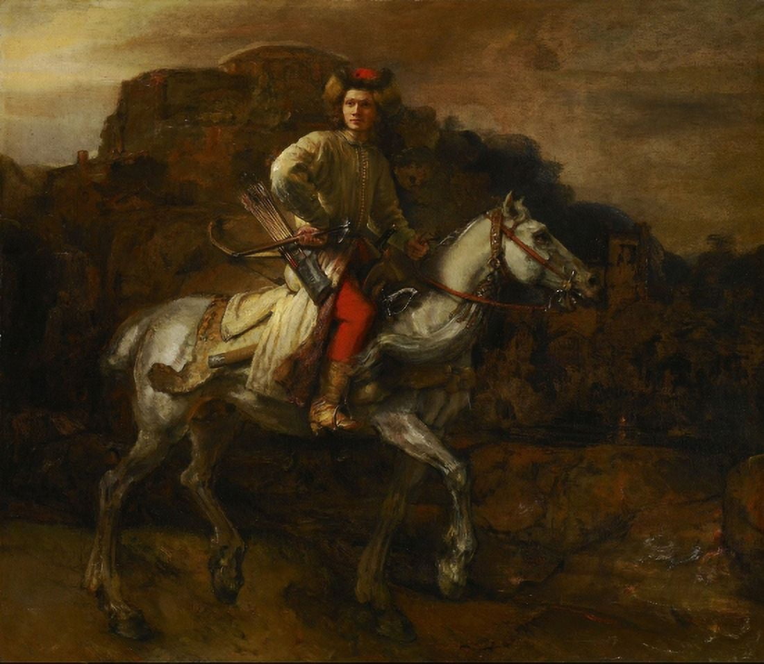 De Poolse Ruiter C 1655 Canvas Art - Rembrandt Van Rijn (36 x 54)