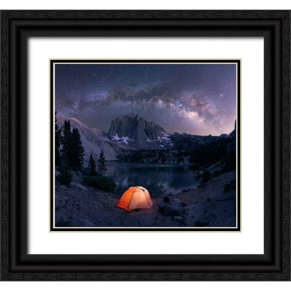 De, Pritam 16x15 Black Ornate Wood Framed with Double Matting Museum Art Print Titled - A Starry Night