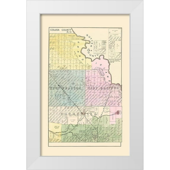 De Pue 17x24 White Modern Wood Framed Museum Art Print Titled - Yolo Northeast California Landowner - De Pue 1879