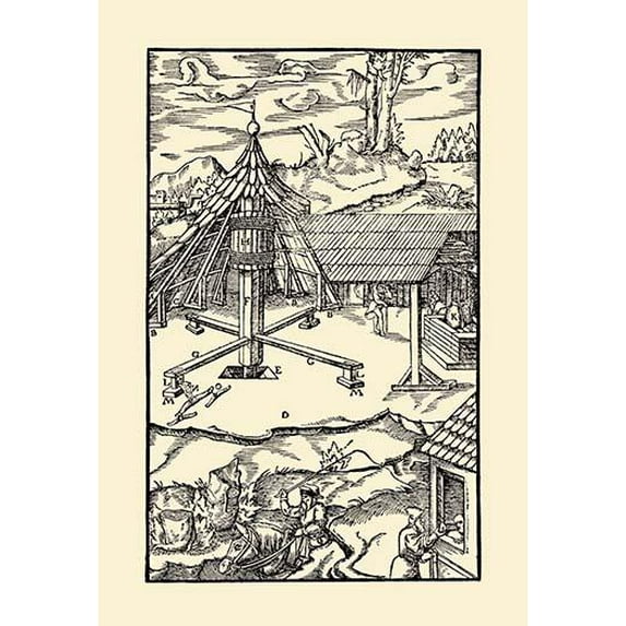 De Re Metallica Plate 6: Coned Construction-Fine Art Canvas Print (20" x 30")