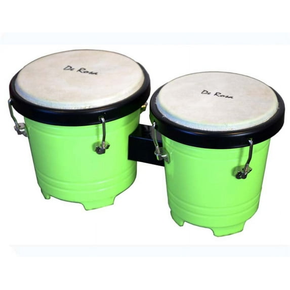 De Rosa Mini Kids 5 inch Junior Plastic Bongos - Tunable Lap Bongo Drum - Green
