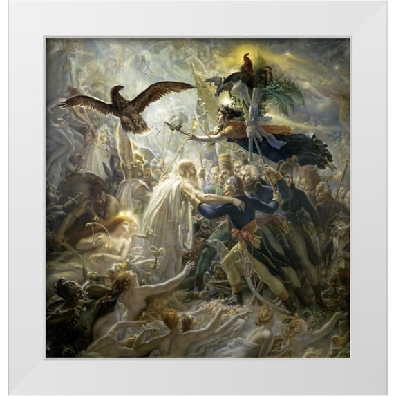 De Roucy-Trioson, Anne Girodet 12x12 White Modern Wood Framed Museum Art Print Titled - The Shadows of the French Warriors Led by the Victory
