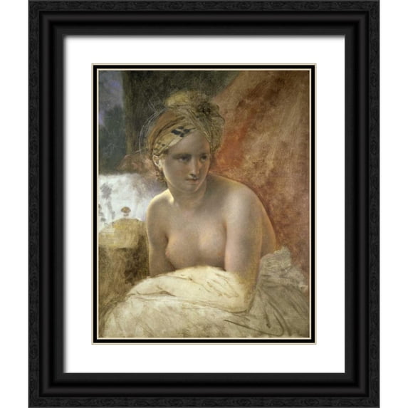 De Roucy-Trioson, Anne Girodet 12x14 Black Ornate Wood Framed with Double Matting Museum Art Print Titled - Odalisque