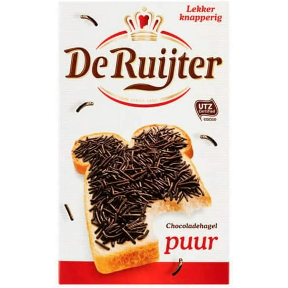 De Ruijter Chocolade Hagel slag Puur (Dark Chocolate Sprinkles) Schokoladen Streusel (Single)