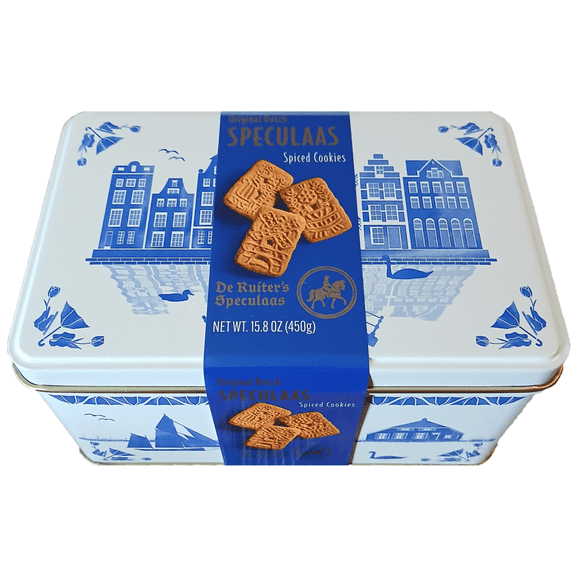 De Ruiter Holiday Dutch Spiced Speculaas Windmill Cookies Tin, 15.8 oz