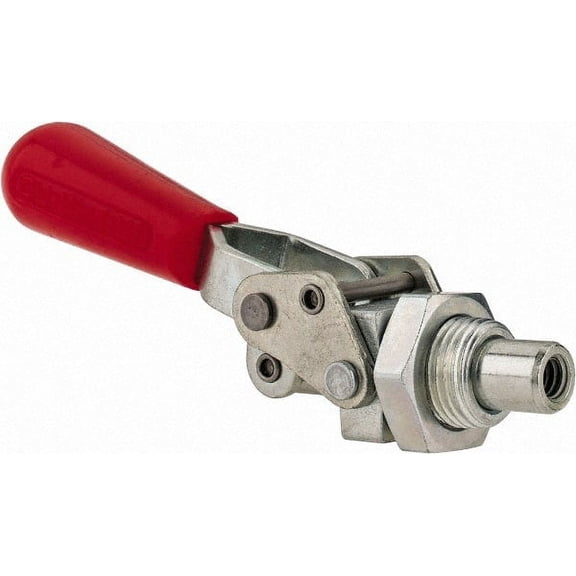 De-Sta-Co 200 Lb Load Capacity, Mounting Plate Base, Carbon Steel, Standard Straight Line Action Clamp 0.39" Plunger Diam, Straight Handle