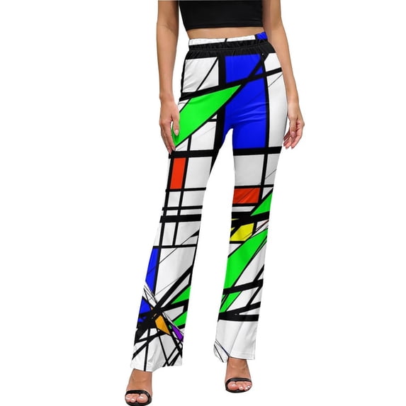 De Stijl Casual Pants Summer Mondrian And Gauss Office Custom Flared Trousers Elastic High Waist Slim Stretch Streetwear Pants