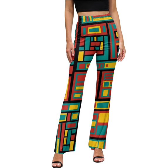De Stijl Casual Pants Summer Mondrian And Gauss Office Custom Flared Trousers Elastic High Waist Slim Stretch Streetwear Pants