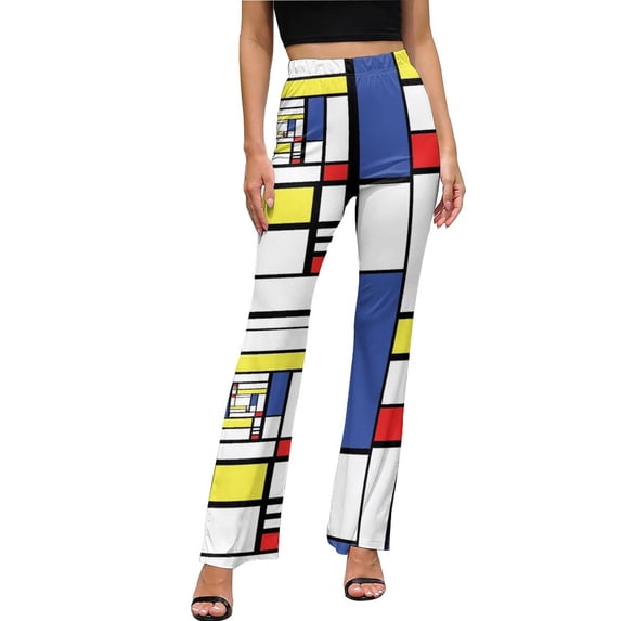 De Stijl Casual Pants Summer Mondrian And Gauss Office Custom Flared Trousers Elastic High Waist Slim Stretch Streetwear Pants