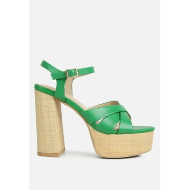 De-Vil Crisscross Straps Block Heel Sandals