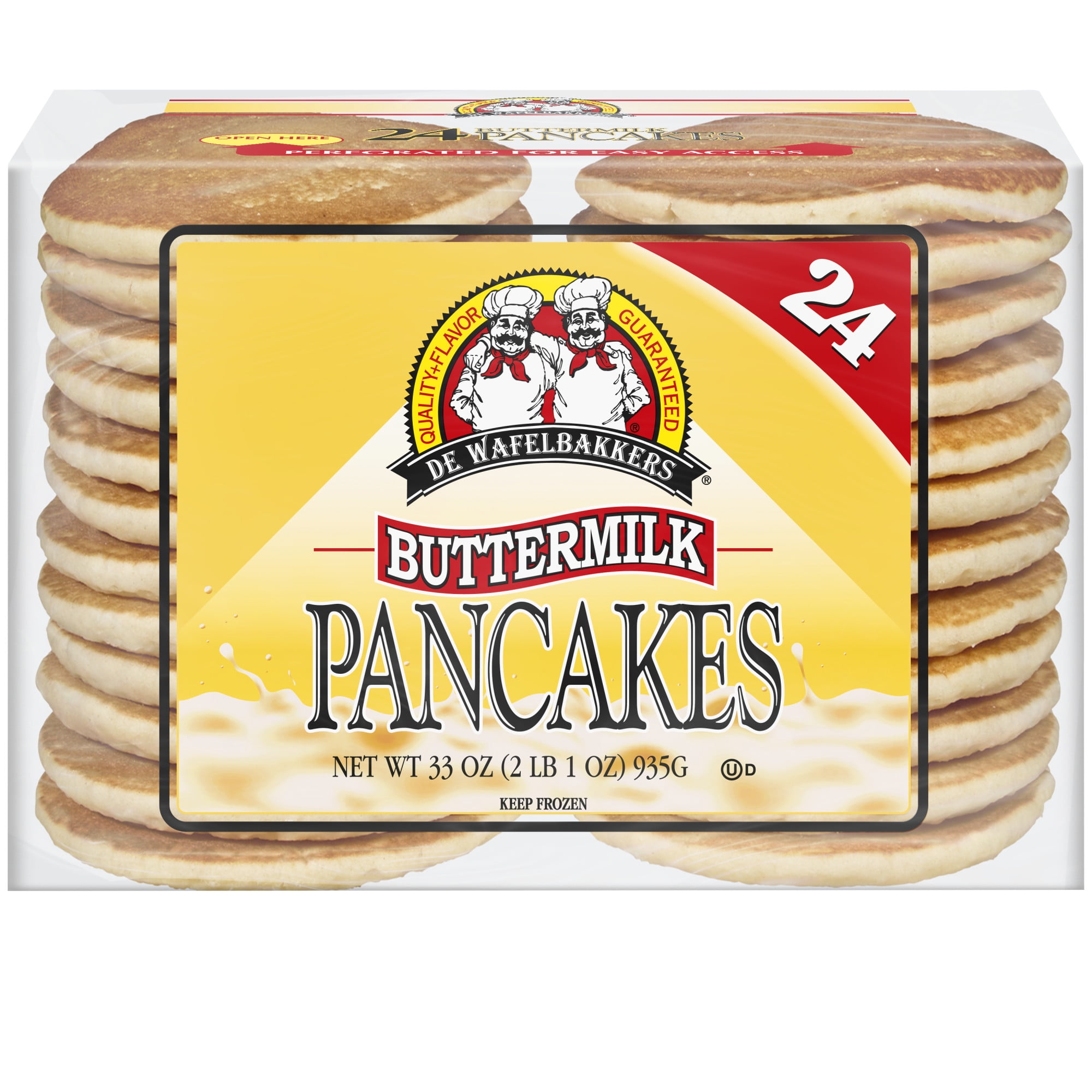 De Wafelbakkers Buttermilk Pancakes, 33 oz, 24 Count Bag (Frozen)
