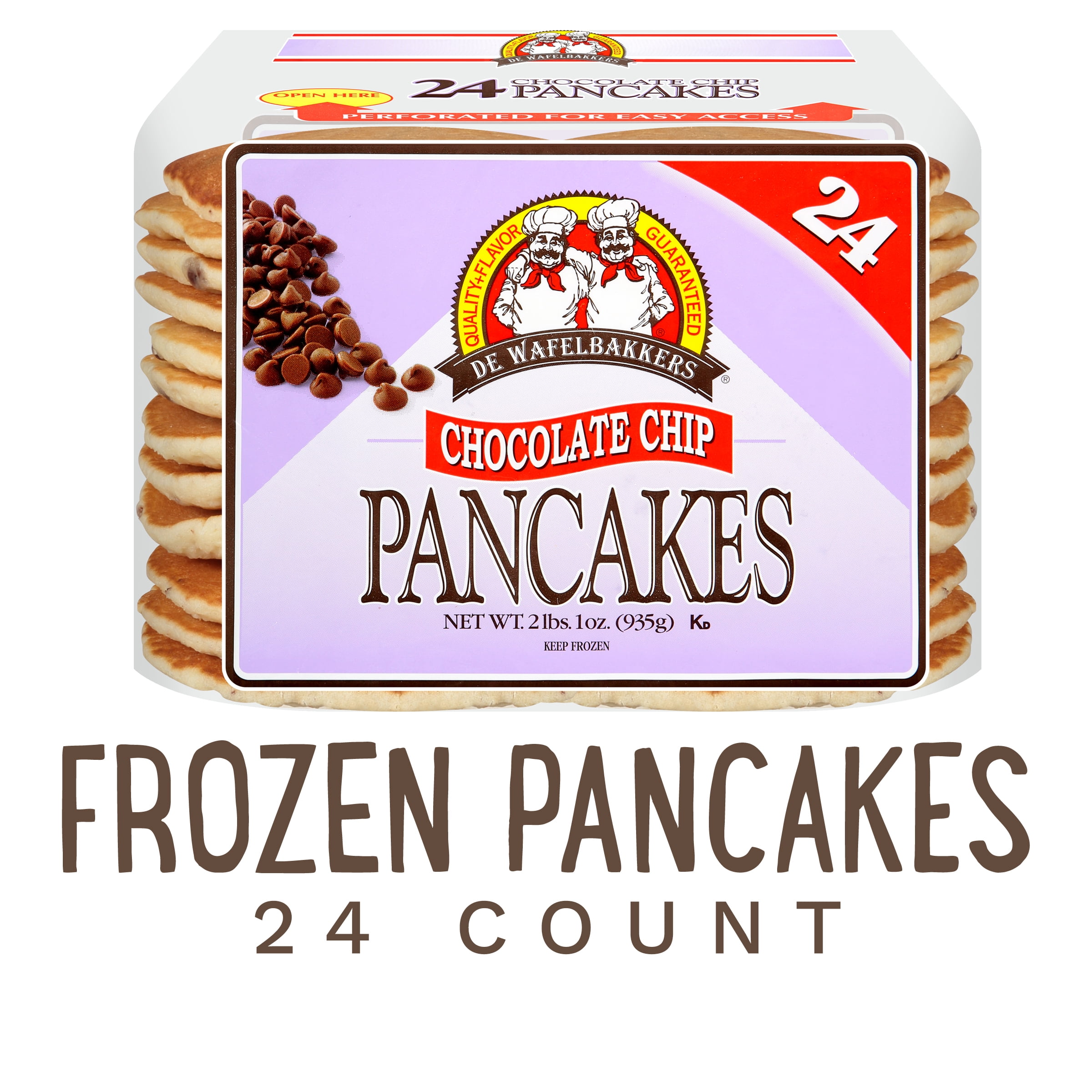 De Wafelbakkers Chocolate Chip Pancakes, 24 Count Pack