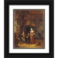 thumbnail image 1 of De Winter, Gillis 26x32 Black Ornate Wood Framed with Double Matting Museum Art Print Titled - The Interior of An Inn With a Man Paying a Serving Woman, 1 of 4