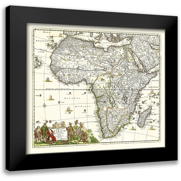 De Wit 13x12 Black Modern Framed Museum Art Print Titled - Africa - De Wit 1688