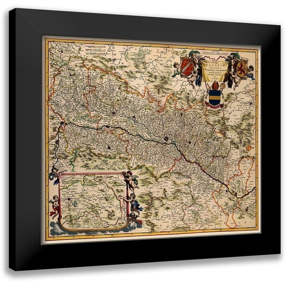 De Wit 13x12 Black Modern Framed Museum Art Print Titled - Alsace Region France - De Wit 1688