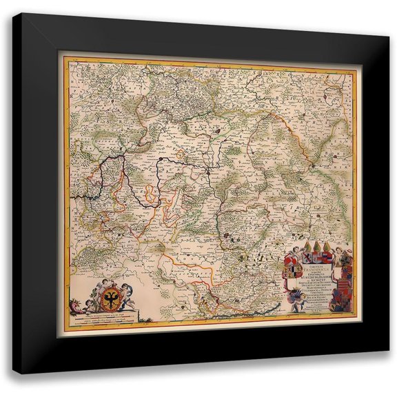 De Wit 13x12 Black Modern Framed Museum Art Print Titled - Franconia Germany - De Wit 1688