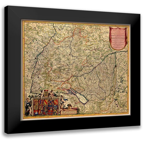 De Wit 13x12 Black Modern Framed Museum Art Print Titled - Grand Duchy of Baden Germany - De Wit 1688