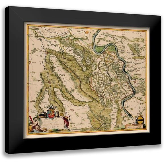 De Wit 13x12 Black Modern Framed Museum Art Print Titled - Moers County Germany - De Wit 1688