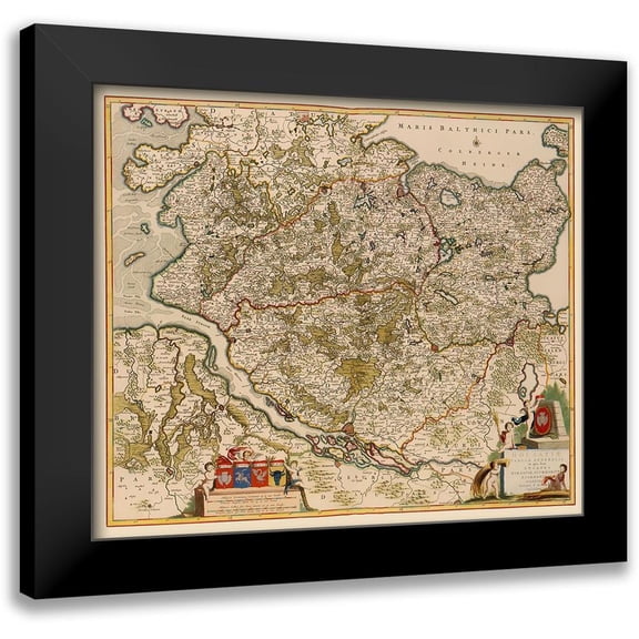 De Wit 13x12 Black Modern Framed Museum Art Print Titled - Schleswig Holstein Region Germany - De Wit 1688
