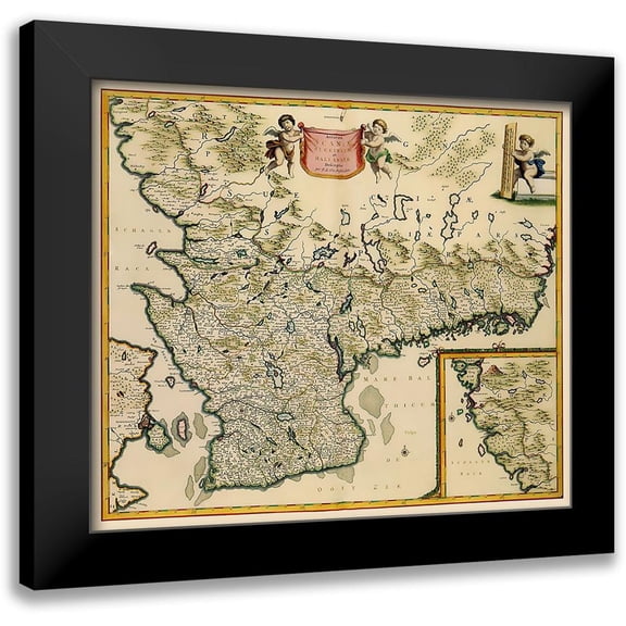 De Wit 13x12 Black Modern Framed Museum Art Print Titled - Southern Sweden - De Wit 1688