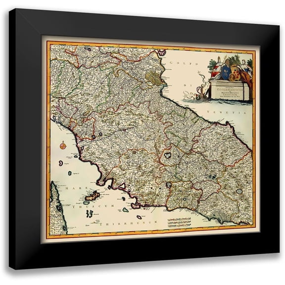 De Wit 13x12 Black Modern Framed Museum Art Print Titled - Tuscany Region Italy - De Wit 1688