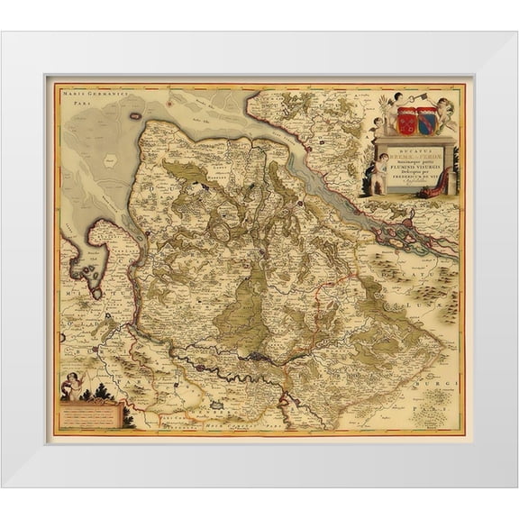 De Wit 13x12 White Modern Wood Framed Museum Art Print Titled - Bremen Verden Duchies Germany - De Wit 1688