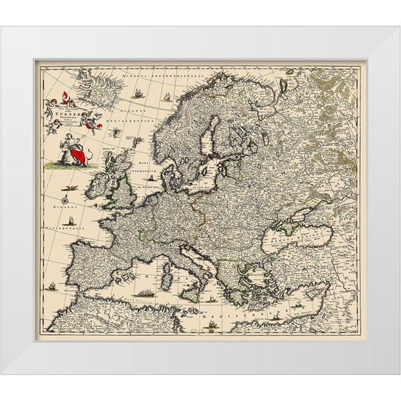 De Wit 13x12 White Modern Wood Framed Museum Art Print Titled - Europe - De Wit 1700