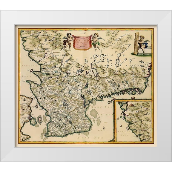 De Wit 13x12 White Modern Wood Framed Museum Art Print Titled - Southern Sweden - De Wit 1688