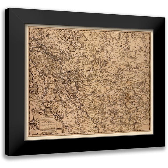 De Wit 14x12 Black Modern Framed Museum Art Print Titled - Rhine River Valley Germany - De Wit 1690