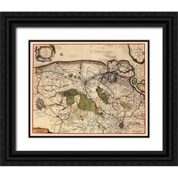 De Wit 14x12 Black Ornate Wood Framed with Double Matting Museum Art Print Titled - Benelux Flemish Brabant Belgium - De Wit 1688
