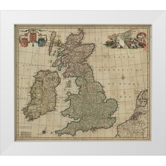 De Wit, Frederick 13x12 White Modern Wood Framed Museum Art Print Titled - Angliae, Scotiae, Hiberniae