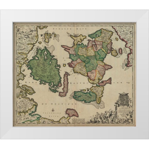 De Wit, Frederick 13x12 White Modern Wood Framed Museum Art Print Titled - Danicarum