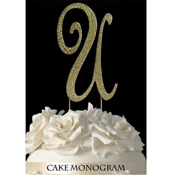De Yi Enterprise 33015-Ug Monogram Cake Toppers - Gold Rhinestone - U