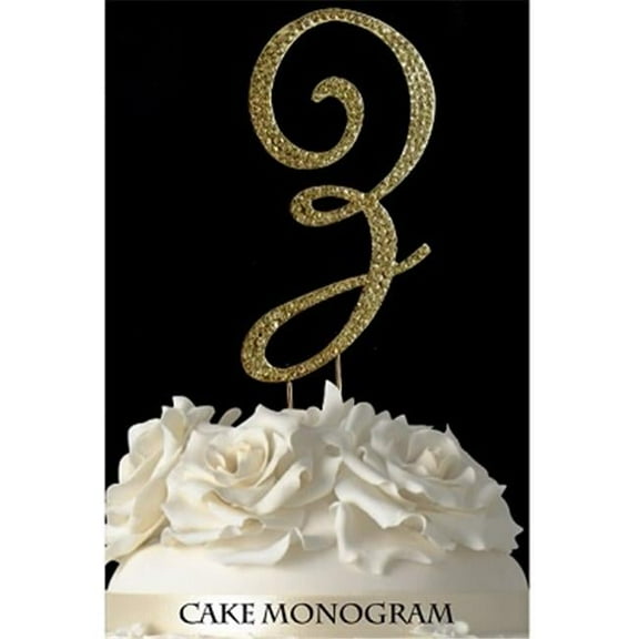 De Yi Enterprise 33015-Zg Monogram Cake Toppers - Gold Rhinestone - Z