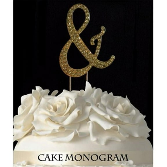 De Yi Enterprise  Monogram Cake Toppers - Gold Rhinestone - &
