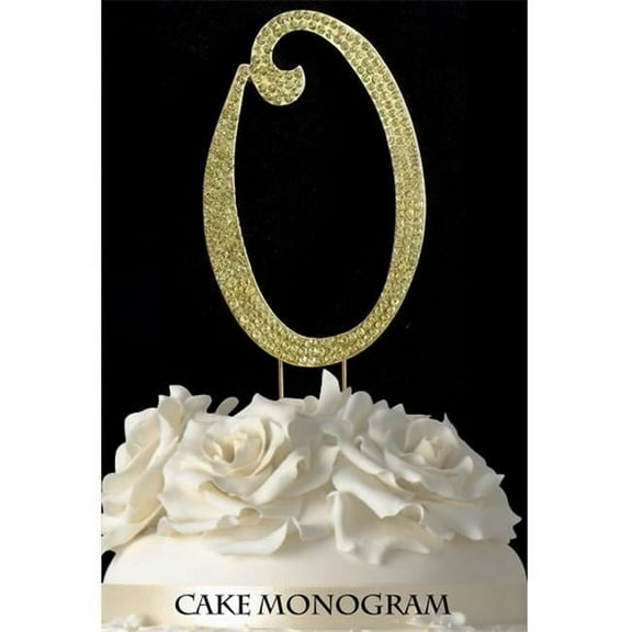 De Yi Enterprise  Monogram Cake Toppers - Gold Rhinestone - O