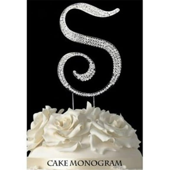 De Yi Enterprise  Monogram Cake Toppers - Silver Rhinestone - S