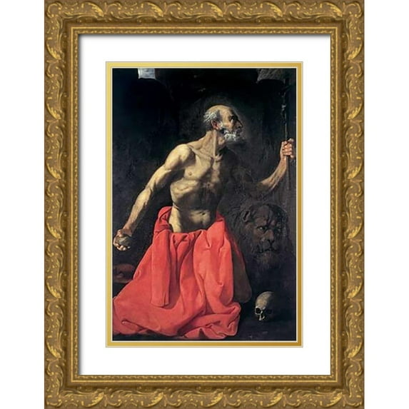 De Zurbaran, Francisco 11x14 Gold Ornate Wood Framed with Double Matting Museum Art Print Titled - Saint Jerome