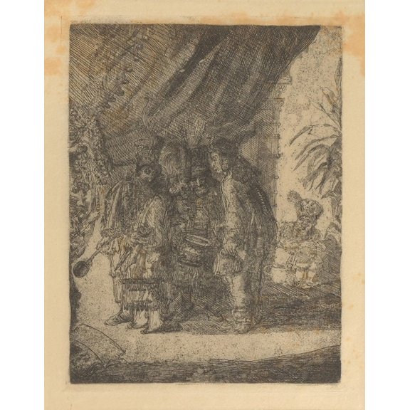 De beroemde Perzische geneesheren Iston, Pouffamatus, Cracozie en Transmouffe onderzoeken de stoelgang van koning Darius na de slag van Arabela (1886) Poster Print by James Ensor (24 x 36)