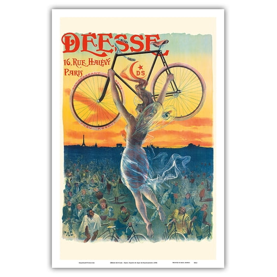 Déesse Bicycles - Paris France - Winged Goddess - Vintage Advertising Poster by Jean de Paleologue c.1898 - Master Art Print (Unframed) 12in x 18in