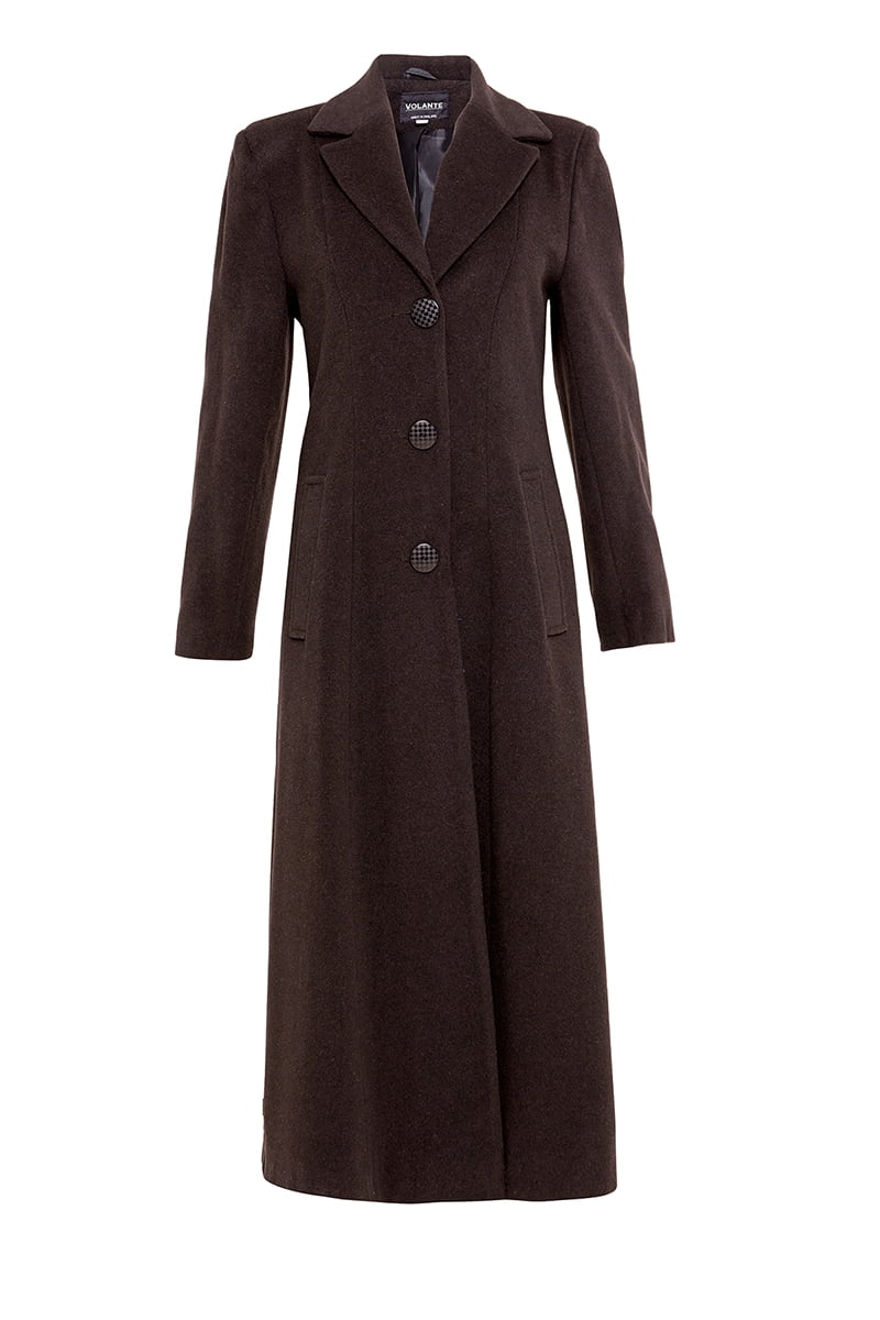 De la Cr me Womens Wool Cashmere Winter Long Smart Coat Brown Size 10