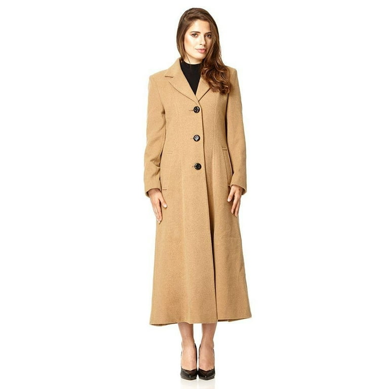 De la Creme Womens Wool Cashmere Winter Long Smart Coat Camel Size 12 Walmart