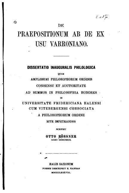 De praepositionum ab, de, ex usu varroniano, (Paperback)