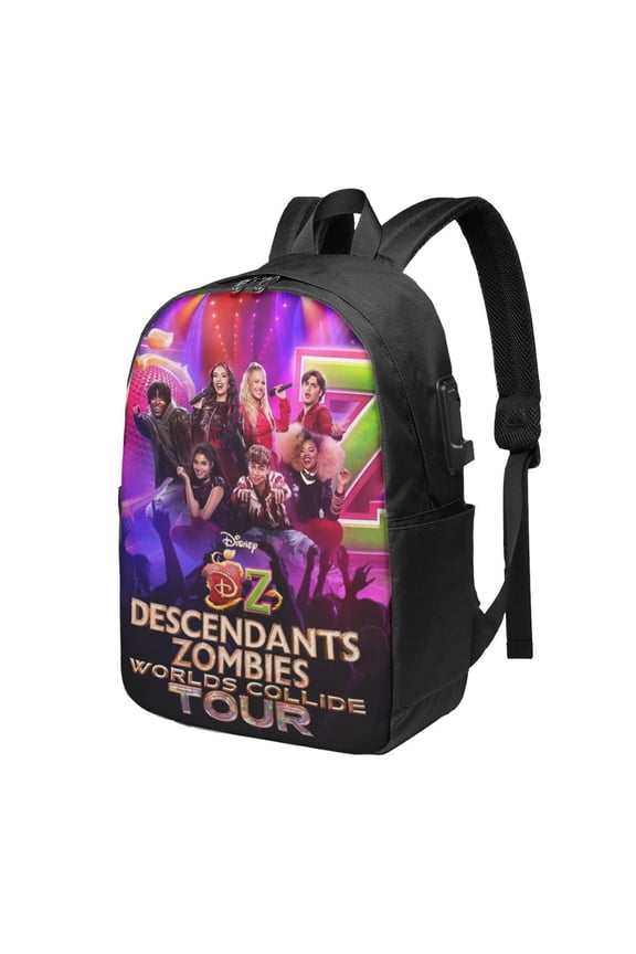 De-scen-dants Zombies Tour USB Backpack 17in Laptop Bags Bookbag Travel Daypack Backpacks Men Women